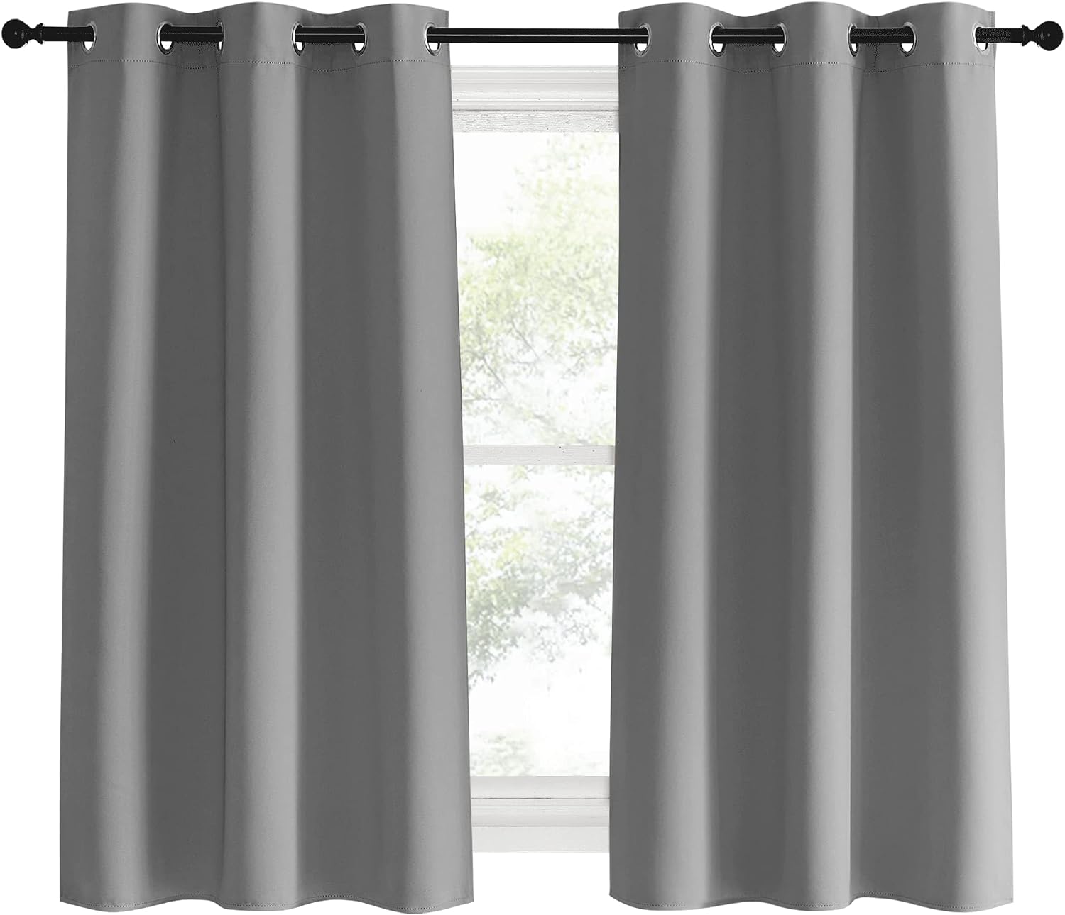NICETOWN Silver Grey Blackout Curtain Panels for Bedroom, 2 Panels, W42 x L60 inches, Thermal Insulated Grommet Top Blackout Draperies…