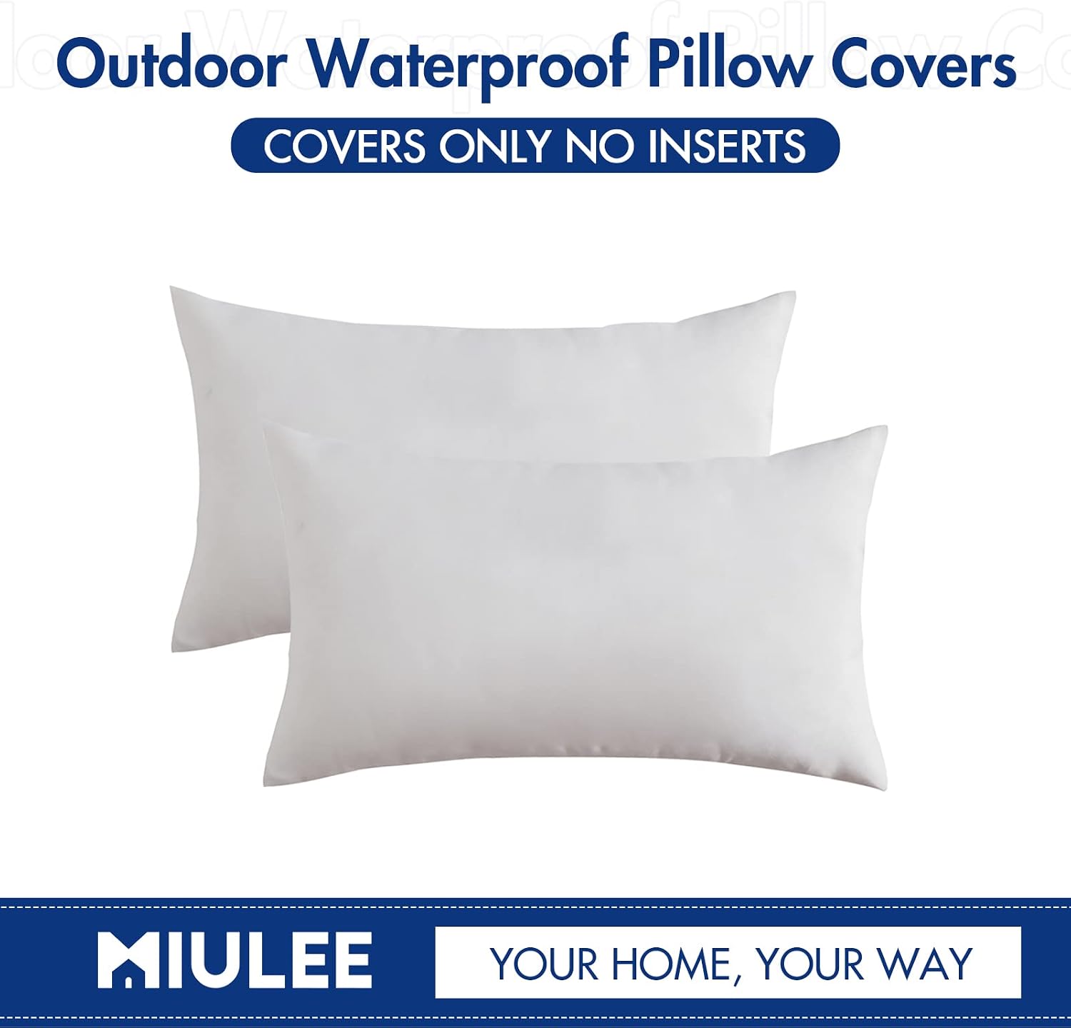 Miulee Pack of 2 Decorative Outdoor Solid Waterproof Throw Pillow Covers Faux Linen Garden Farmhouse Cushion Cases for Patio Tent Balcony C…