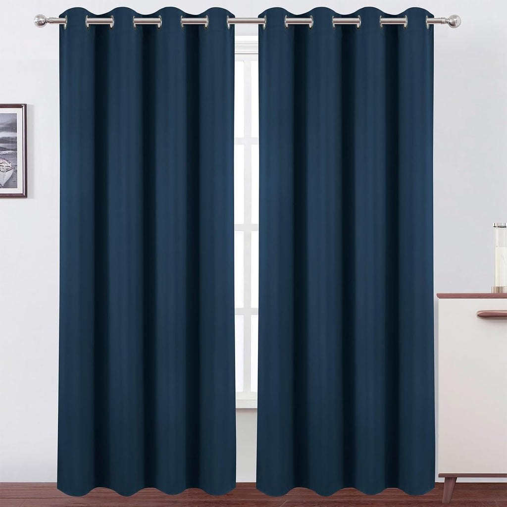 Lemomo Blackout Curtains 52 x 120 Inch Long Navy Blue Curtains Set of 2 Panels Room Darkening Curtains for Bedroom and Living Room 120 Inch…