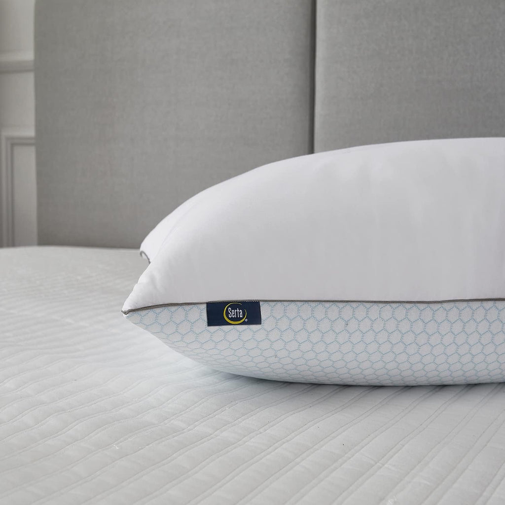 Serta Cooling Pillows White Feather Pillows Set of 2 Pack Super Supportive Bed Pillows for All Seasons, King (Pack of 2)