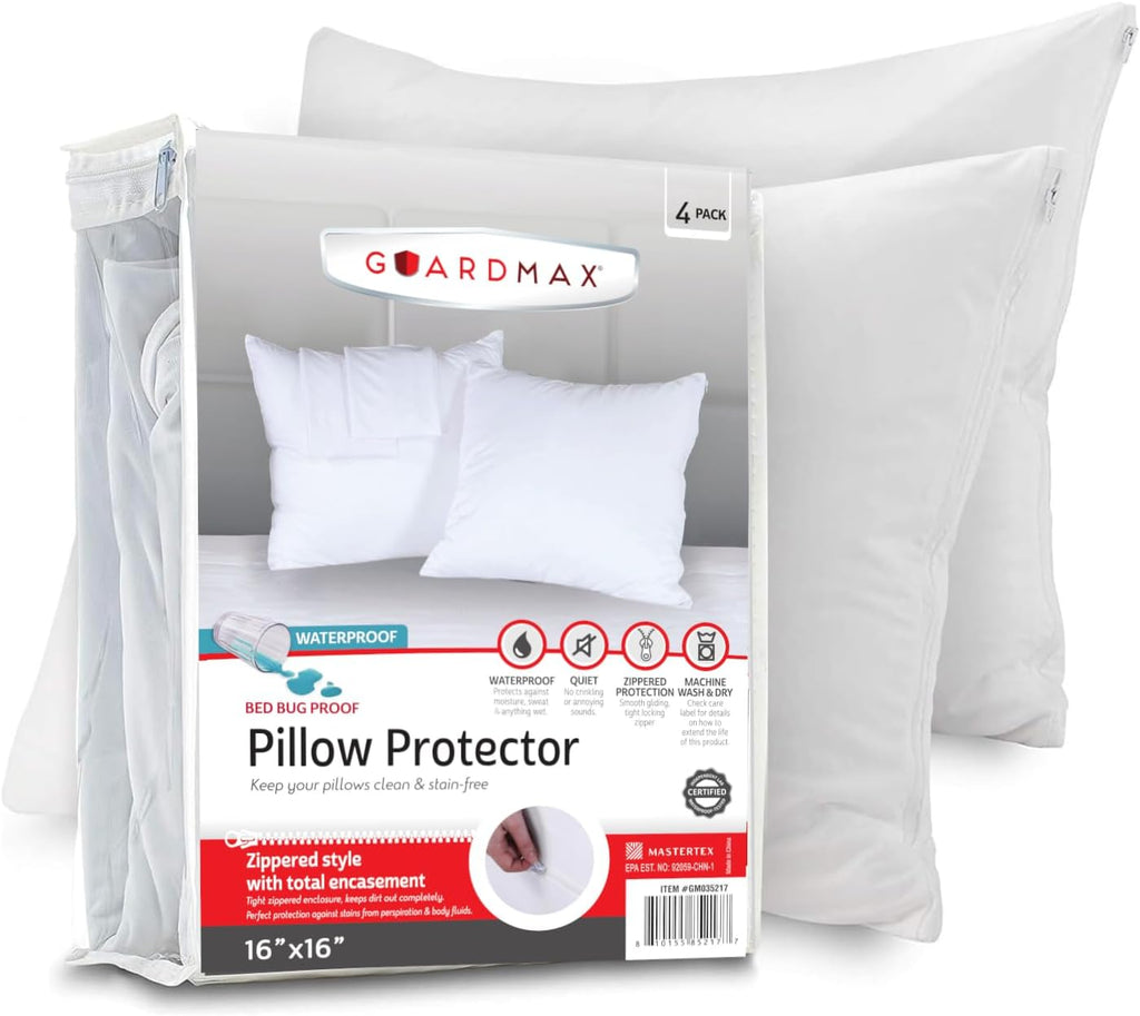 Guardmax Jersey Knitted Throw Pillow Protector with Zipper - 2 Pack -100% Waterproof, Bed Bug Proof, Dust Mite Proof, & Hypoallergenic Pill…