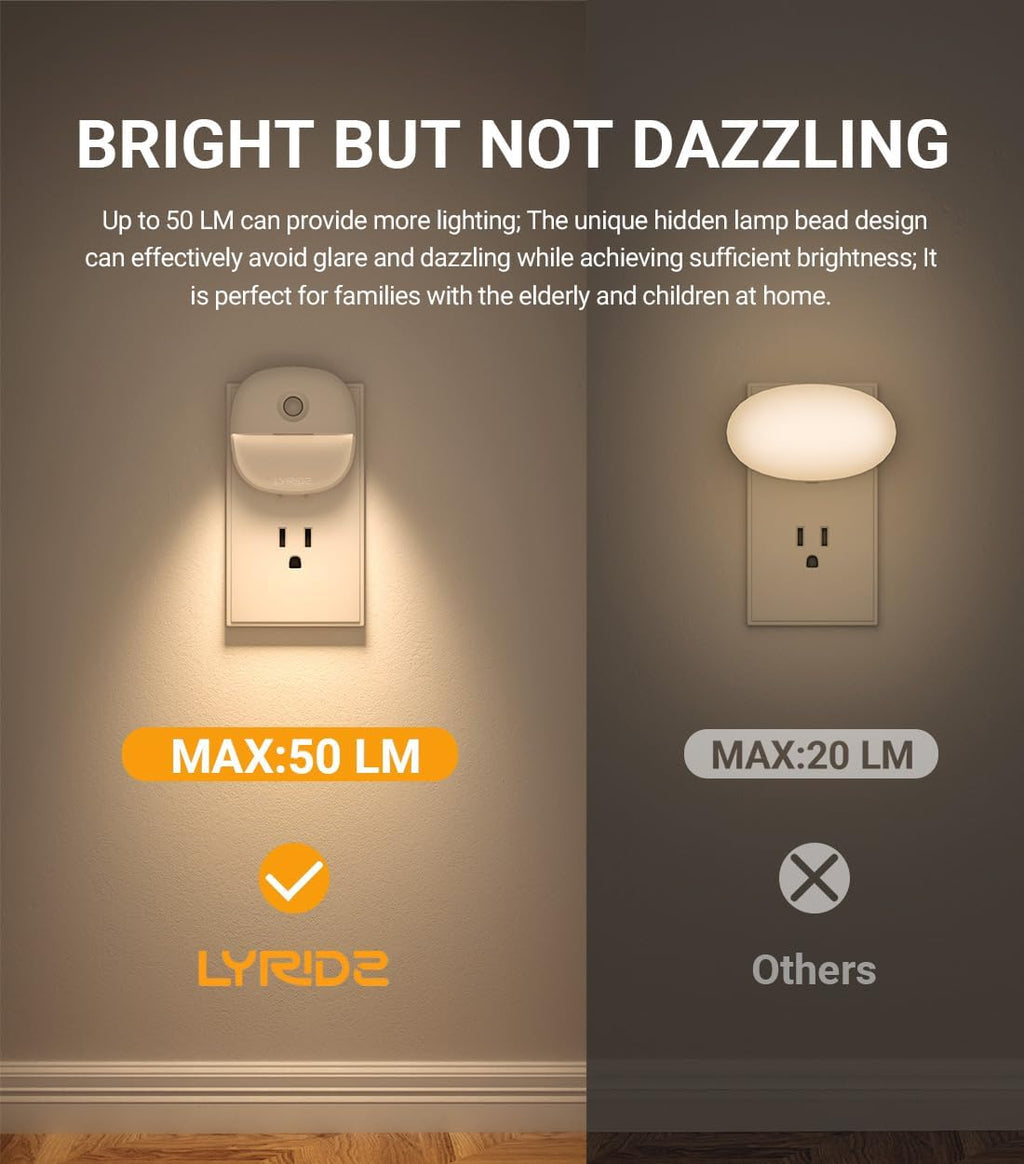 Lyridz Plug in Night Light with Motion Sensor and Dusk to Dawn Sensor, Dimmable Warm Nightlight with 1-50lm Adjustable Brightness Indoor…