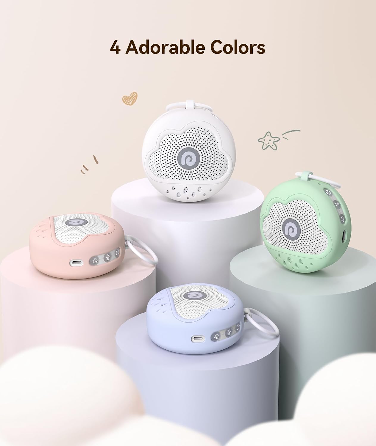 Dreamegg White Noise Machine - Portable Sound Machine Baby with Safe Silicone Cover, Features Powerful Battery, 21 Soothing Sound, Noise Ca…