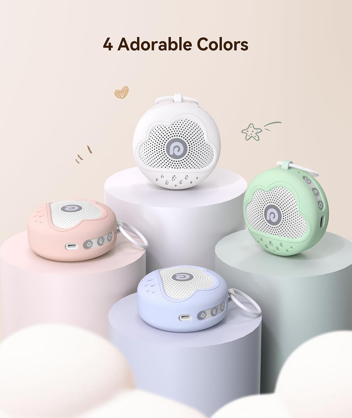Dreamegg White Noise Machine - Portable Sound Machine Baby with Safe Silicone Cover, Features Powerful Battery, 21 Soothing Sound, Noise Ca…