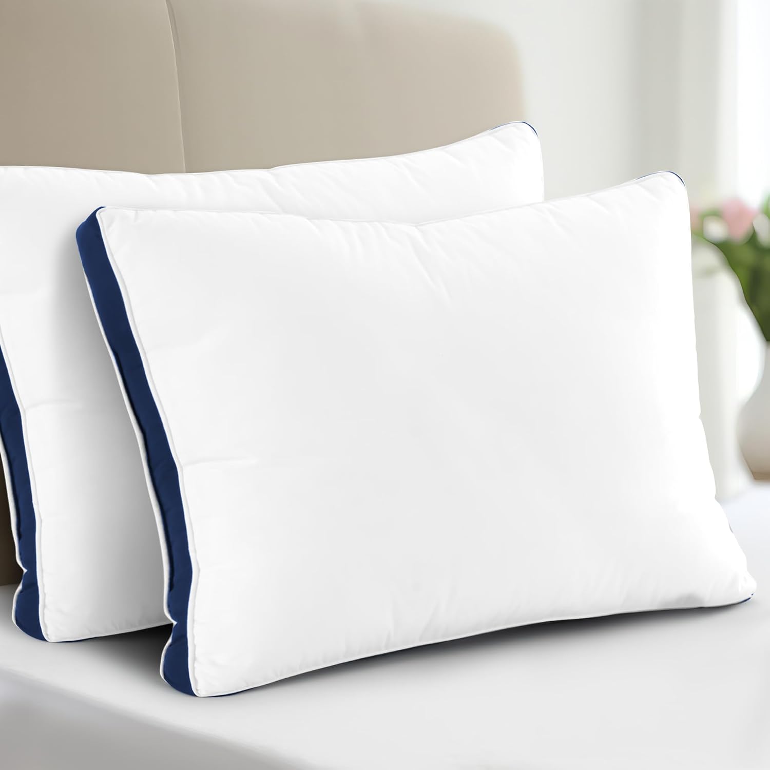 LuxDecorCollection Bed Pillows for Sleeping King Size Set of 2 - LUX Décor Cooling Hotel Gusseted Pillow, Down Alternative Hypoallergenic 1…
