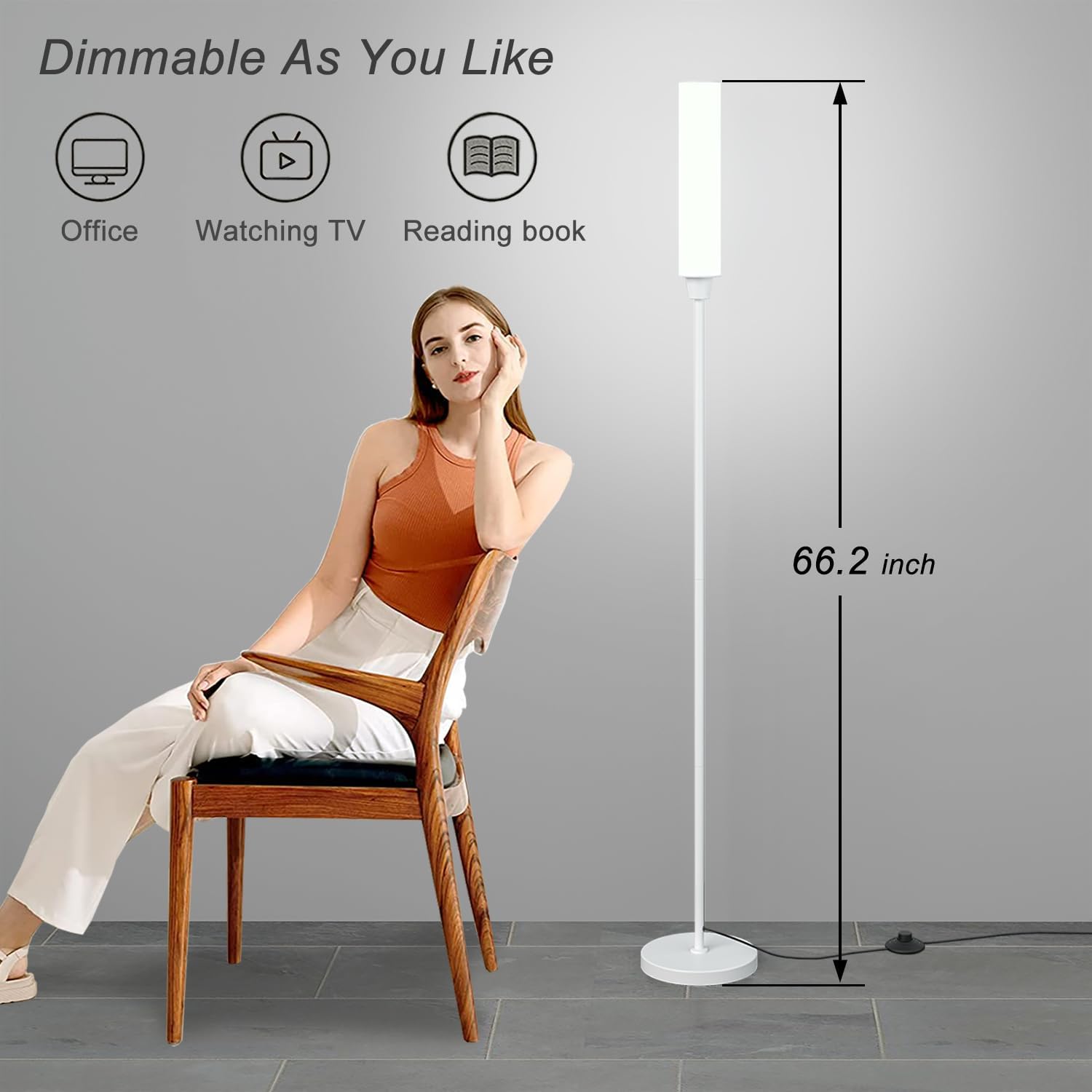 Nukanu Floor Lamp with Remote Control, Bright Floor Lamps for Living Room/Bedroom/Office, Stepless Adjustable 3000K-6000K Colors and…