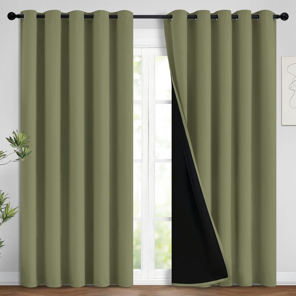 Yakamok 100% Blackout Curtains, Noise Reduction and Privacy Curtains for Living Room, Grommet Top Room Darkening Blackout Drapes for Bedroo…
