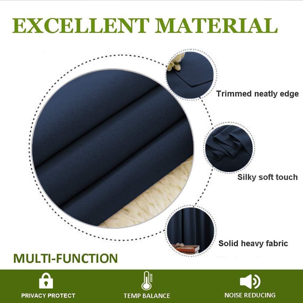 NICETOWN Living Room Curtain, Window Treatment Energy Saving Thermal Insulated Solid Grommet Blackout Drape/Drapery (Navy, Sold…