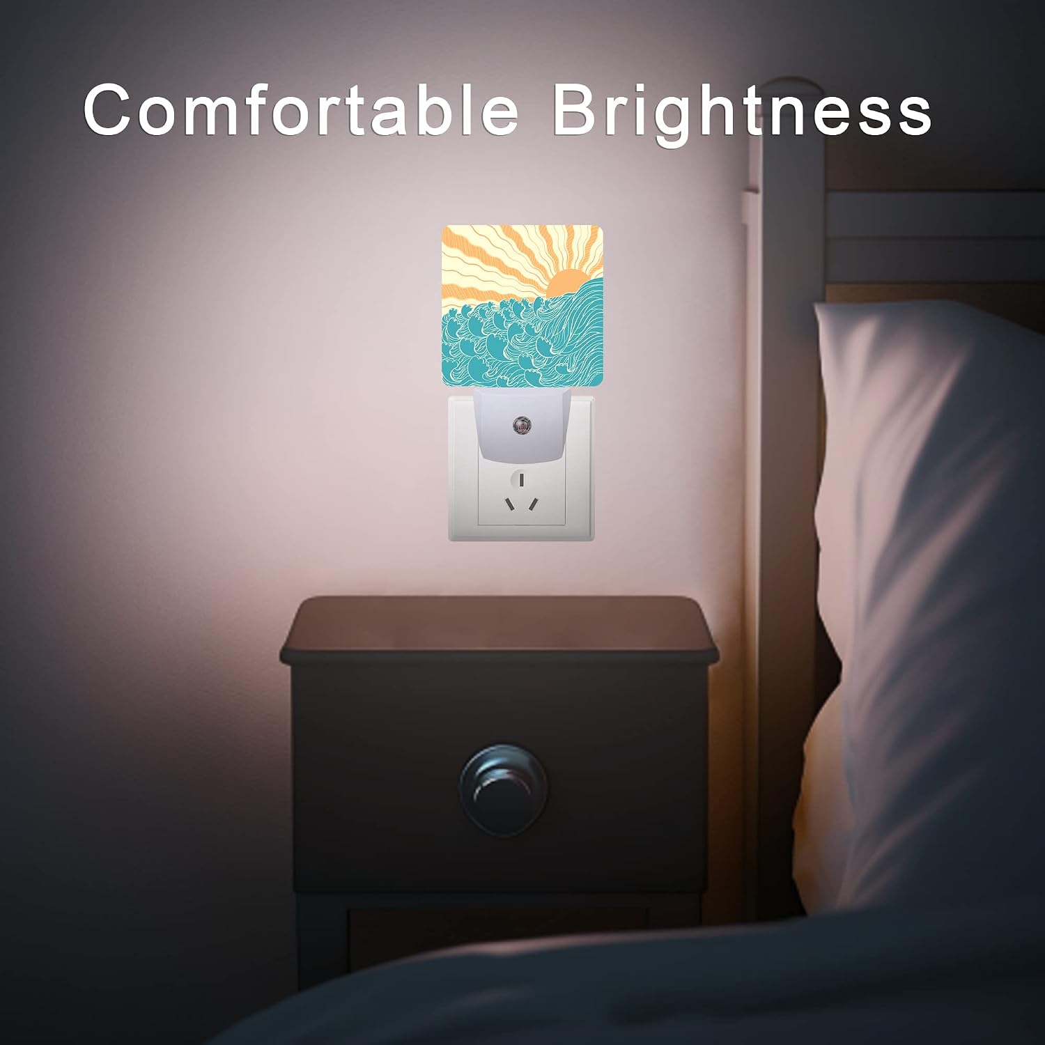 Waves Night Light, Sea Landscape Sun Plug-in Night Lights with Dusk-to-Dawn Sensor for Women/Girls/Boys Gift Sleep Friendly lamp for…