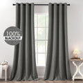 Miulee Linen Texture Curtains for Bedroom Solid 100% Blackout Thermal Insulated Dark Grey Curtains Grommet Room Darkening Curtains/Draperie…