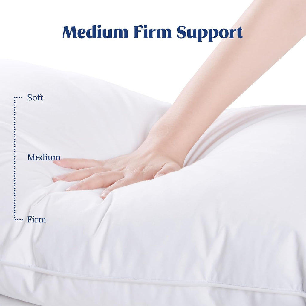 Puredown ® Goose Feather Down Pillows King Size Set of 2, Fluffy Luxury Hotel Collection Bed Pillow for Back, Stomach or Side Sleeper cotto…