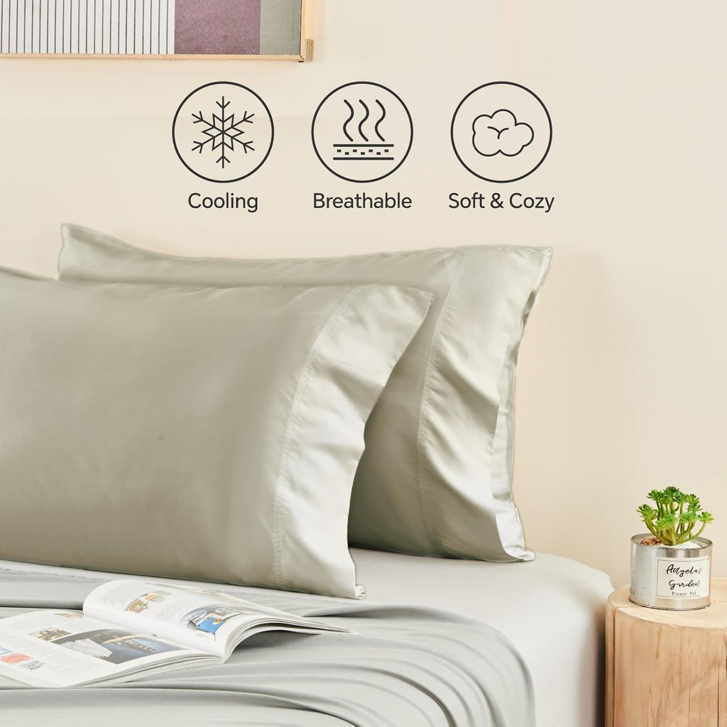 Bedelite King Size Pillow Cases Set of 2, Rayon Derived from Bamboo, Cooling Pillow Cases for Hot Sleepers & Night Sweats, Breathable and S…