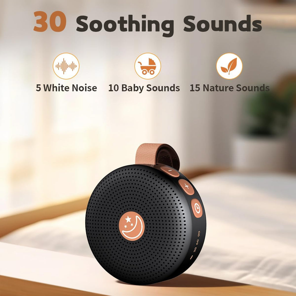 BodyHush Mini Sound Machine Portable Baby White Noise Machine Brown Noise Machine 30 Soothing Sounds for Kids Adults Auto-Off Timer 32 Volu…