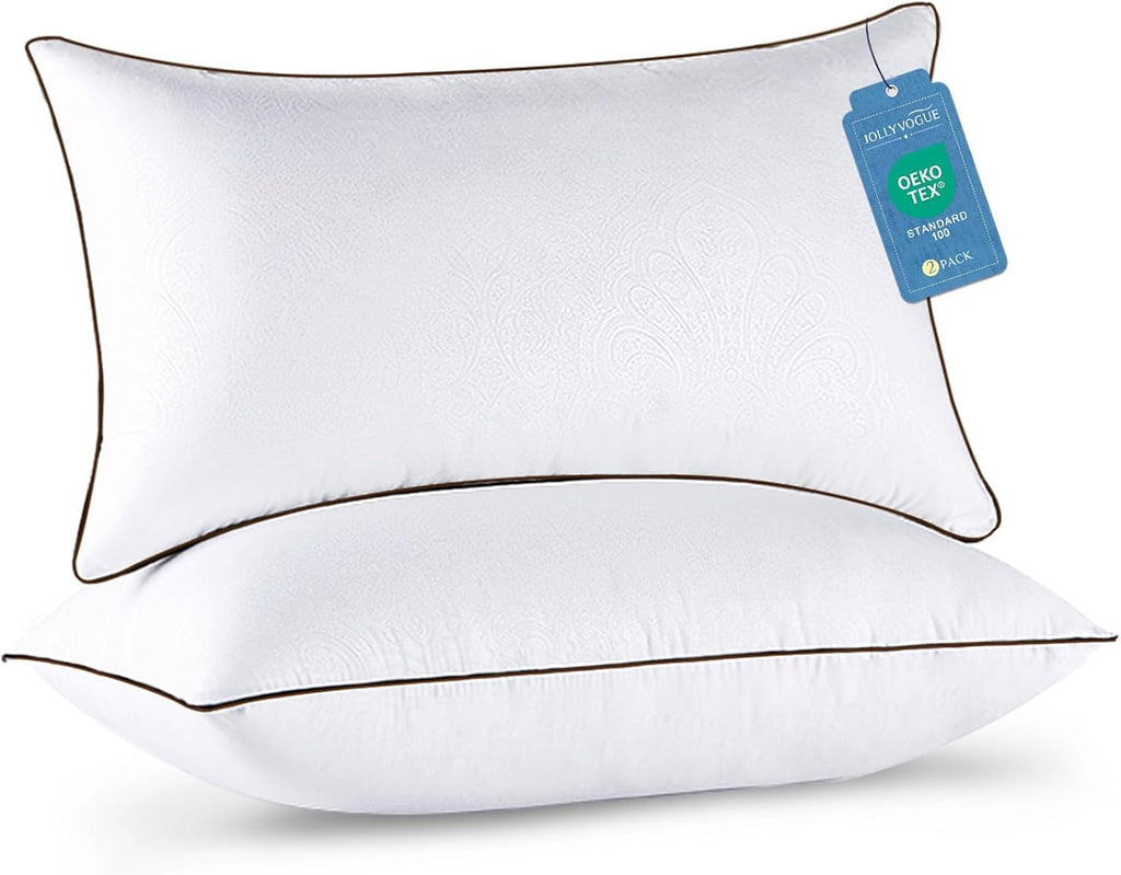 JOLLYVOGUE King Size Pillows Set of 2 for Sleeping, Soft and Supportive Bed Pillows with Down Alternative Filling for Side and Back…