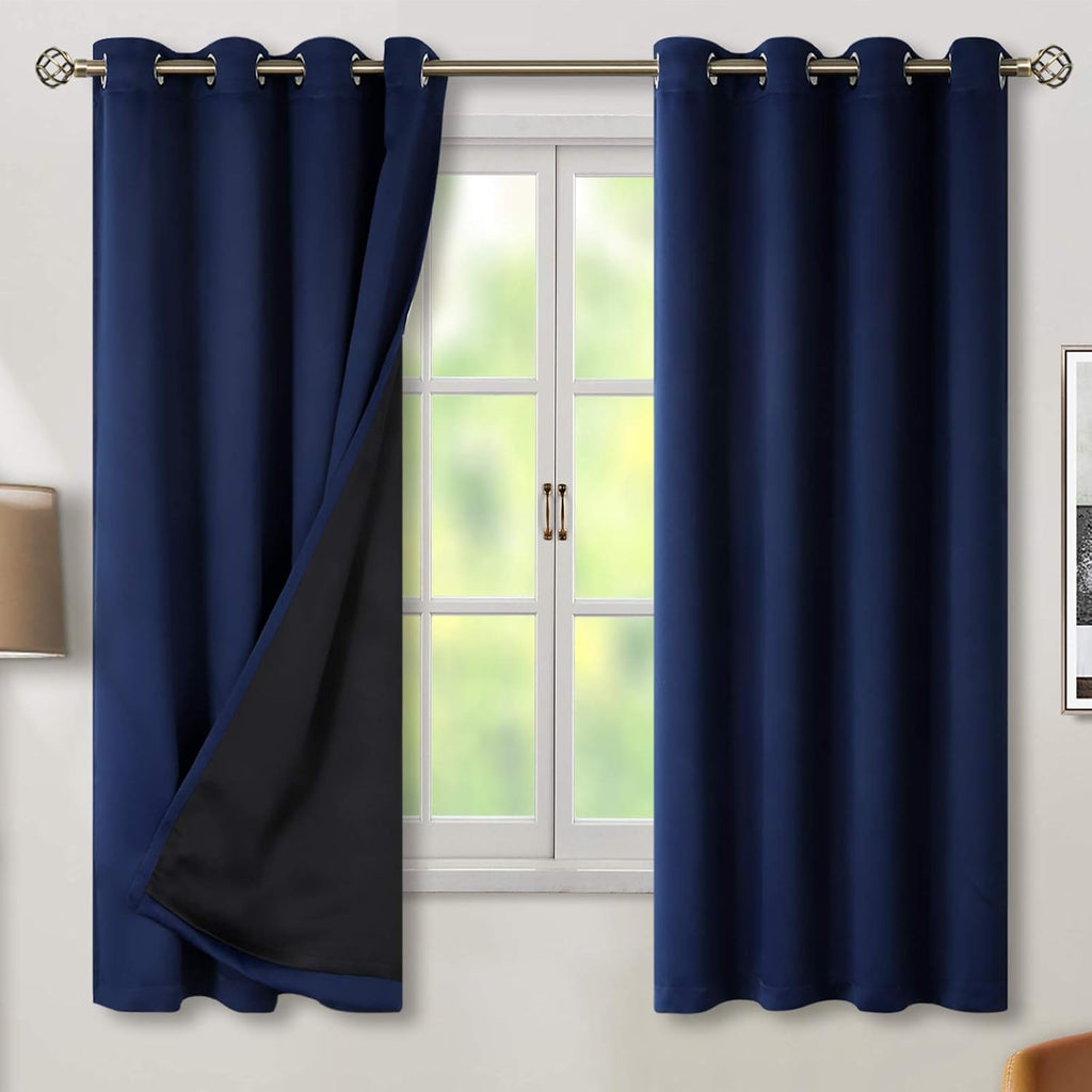 BGment Thermal Insulated 100% Blackout Curtains for Bedroom with Black Liner, Double Layer Full Room Darkening Noise Reducing Grommet Curta…