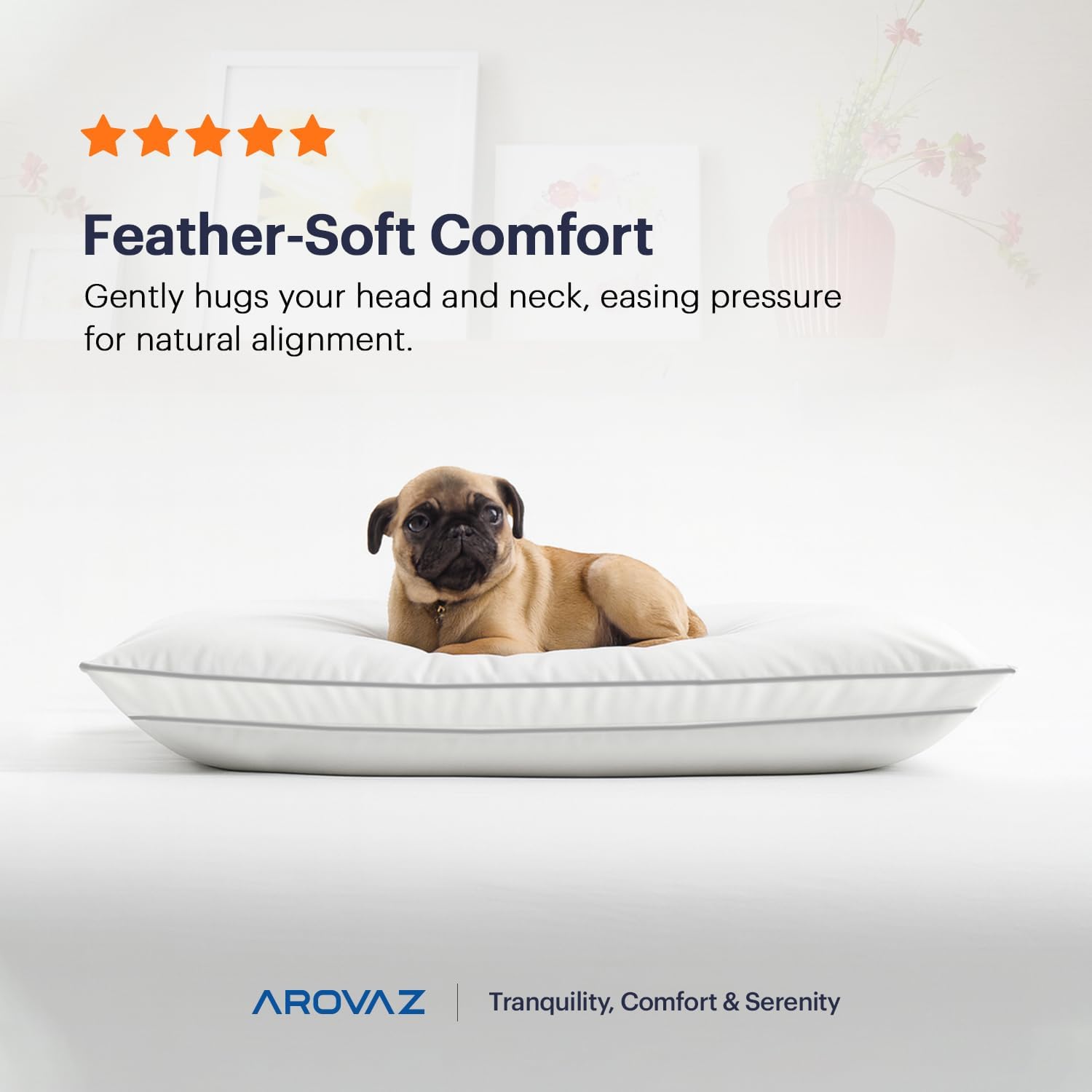 AROVAZ Bed Pillows for Sleeping Set of 2 (White), Soft Down Alternative Pillow for Back, Stomach or Side Sleepers, Comfortable Fluff…