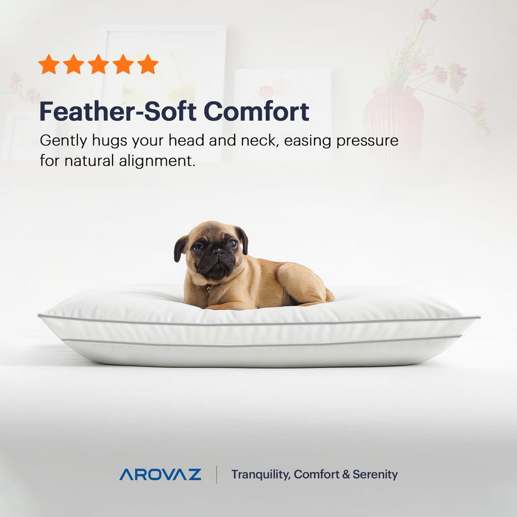 AROVAZ Bed Pillows for Sleeping Set of 2 (White), Soft Down Alternative Pillow for Back, Stomach or Side Sleepers, Comfortable Fluff…