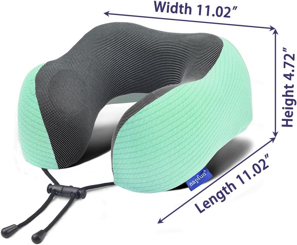 napfun Neck Pillow for Travel with Travel Pouch, Sleep Mask & Earplugs, Memory Foam Airplane Pillow for Headrest Sleep with Eyeshades…