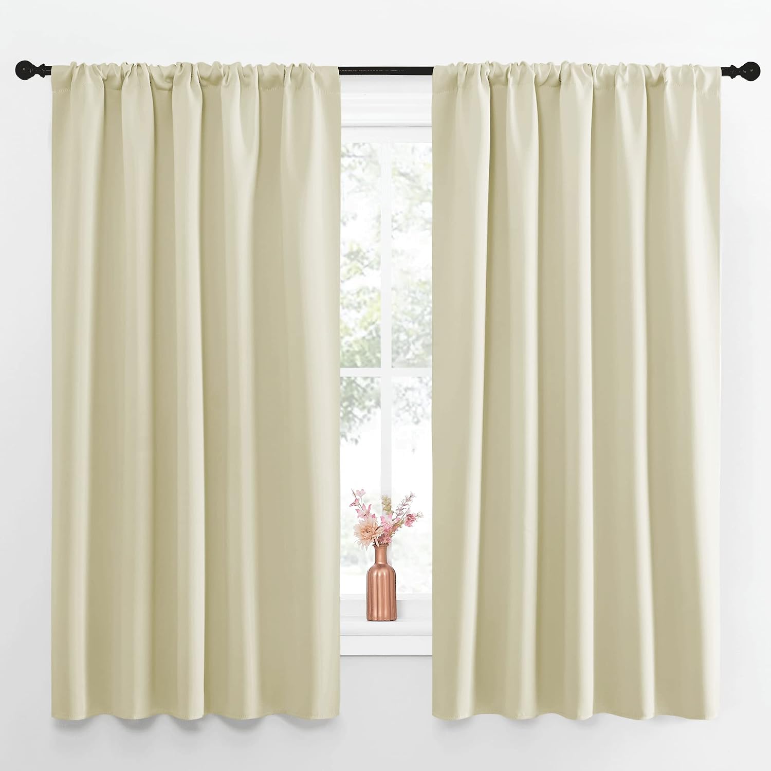 NICETOWN Blackout Curtains for Living Curtains, Room Darkening Curtains & Drapes for Kids Bedroom, Home Decoration Draperies (Beige, 52…
