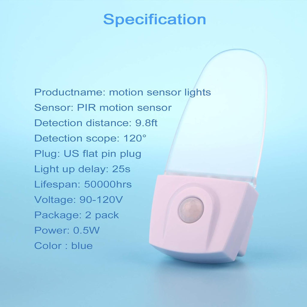 GREENIC Blue Motion Sensor Night Light Plug in 2 Pack, 0.5W LED Motion Detector Night Light Lamp, Automatic Motion Activated Nightlights…