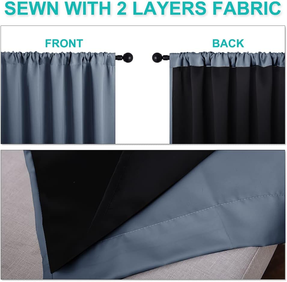 Nicetown Full Shade Curtain Panels 72 inches Long, Pair of Energy Smart & Noise Blocking Out Blackout Drapes for Guest Room Window, Thermal…