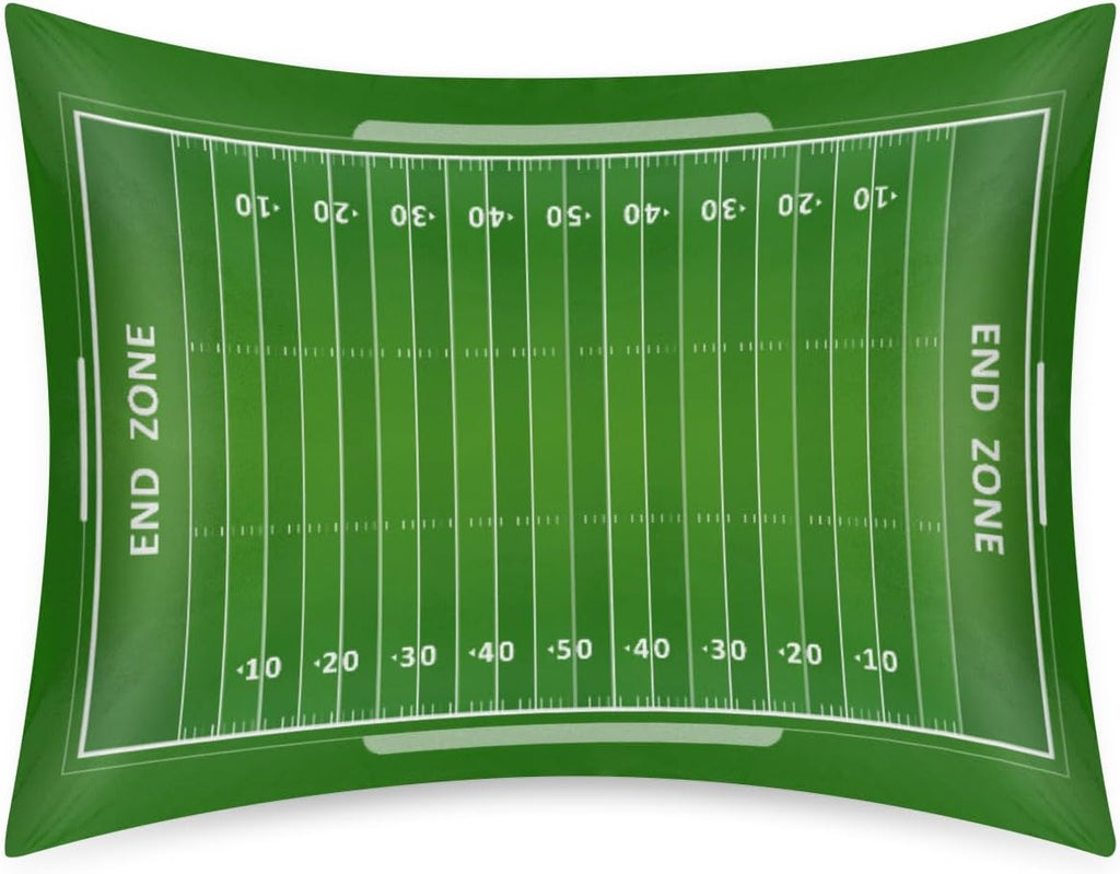 America Green Football Field Satin Pillowcase for Hair and Skin Soft Silk Pillow Cases with Envelope Closure Cooling Pillow Case Slip…