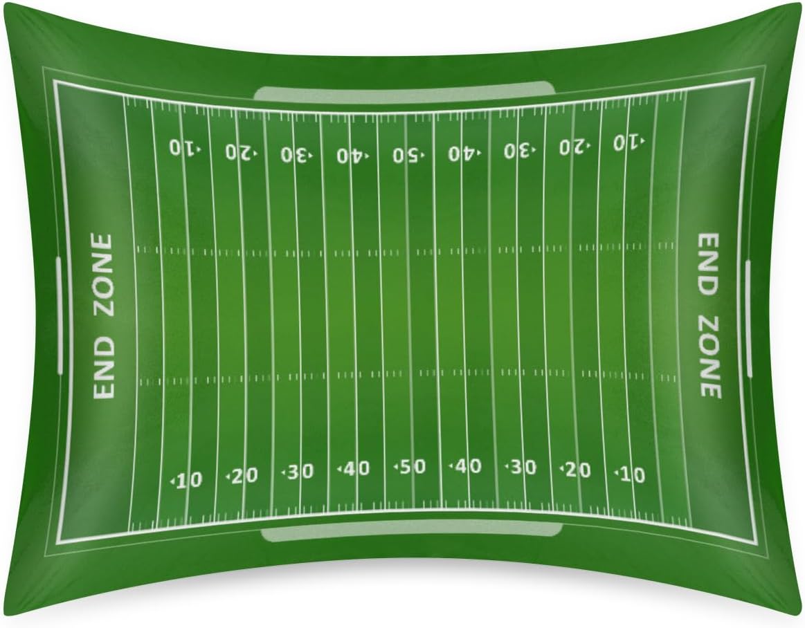 America Green Football Field Satin Pillowcase for Hair and Skin Soft Silk Pillow Cases with Envelope Closure Cooling Pillow Case Slip…