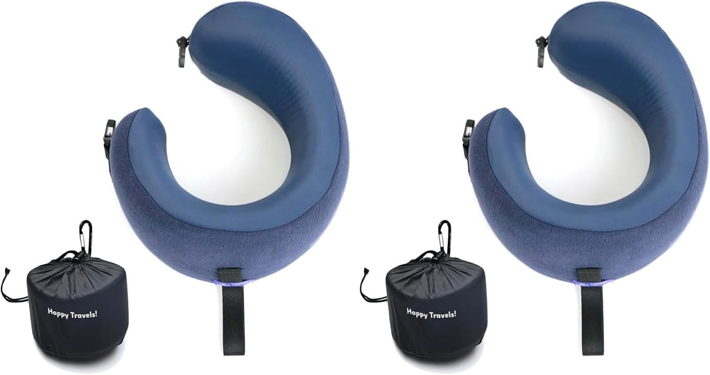 Cushionlab C CUSHION LAB Travel Pillow, Award-Winning Patented Ergonomic Design for Chin & Neck Support Memory Foam Neck Pillow, Compact Ai…