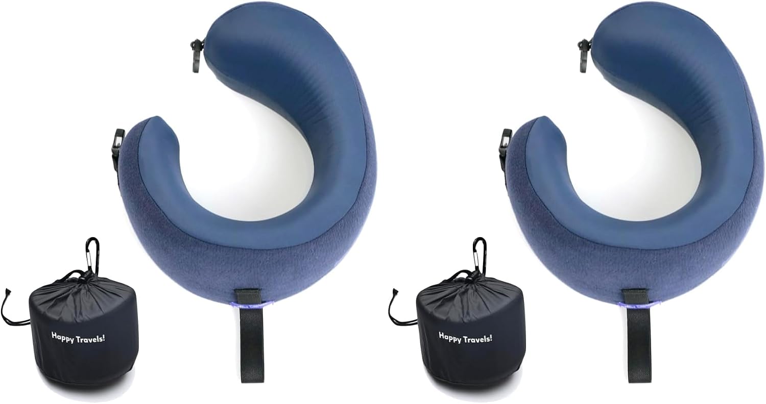 Cushionlab C CUSHION LAB Travel Pillow, Award-Winning Patented Ergonomic Design for Chin & Neck Support Memory Foam Neck Pillow, Compact Ai…