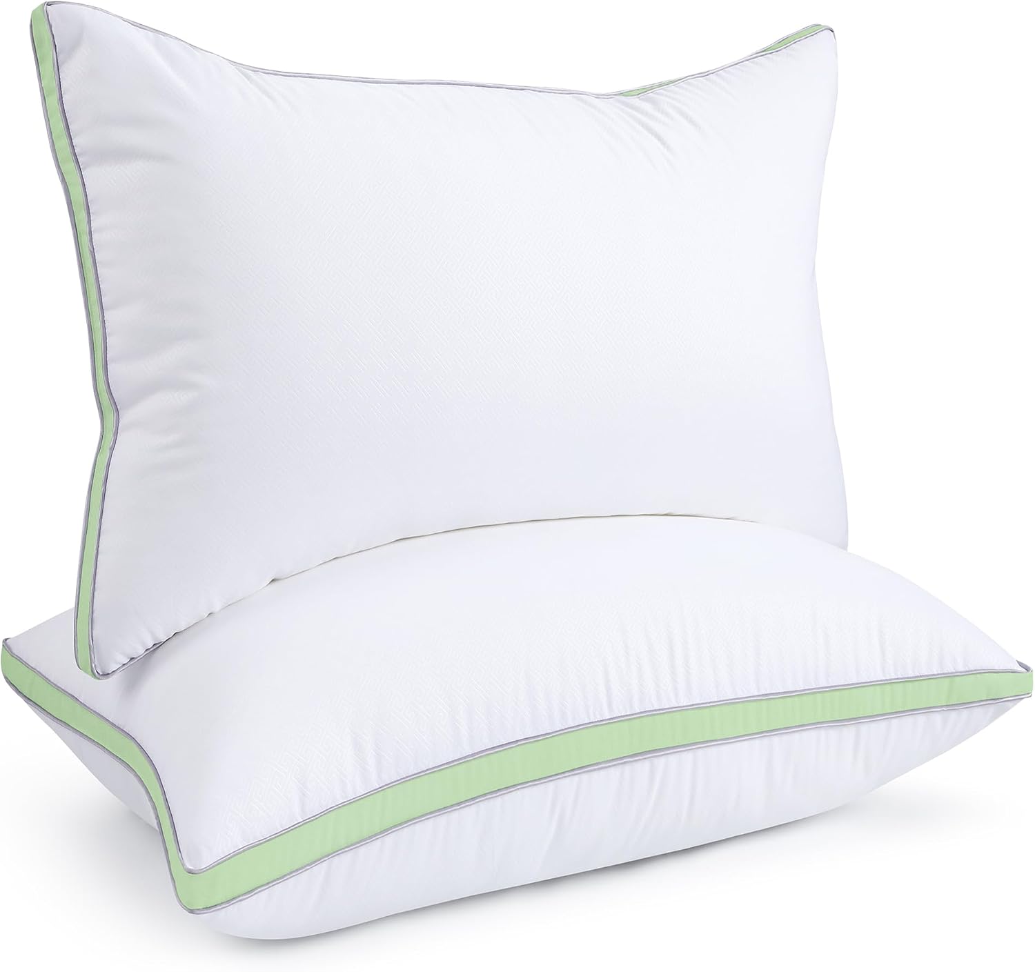 viewstar Bed Pillows Queen Size Set of 2, Firm Support Down Alternative Gusseted Pillows for Side, Back, or Stomach Sleepers, Green