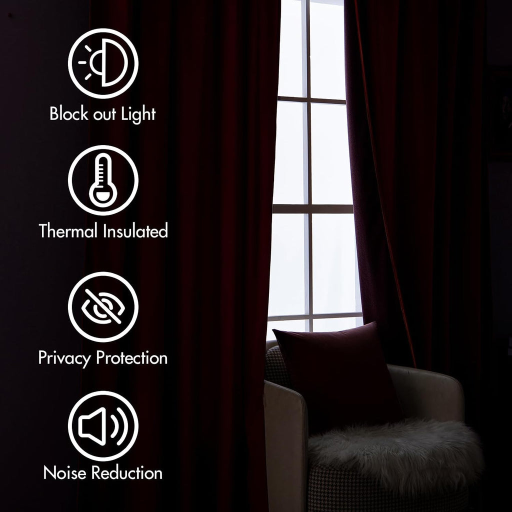 Miulee Velvet Curtains 90 inches - Luxury Blackout Curtains for Bedroom Living Room Thermal Insulated Super Soft Window Drapes Rod Pocket &…