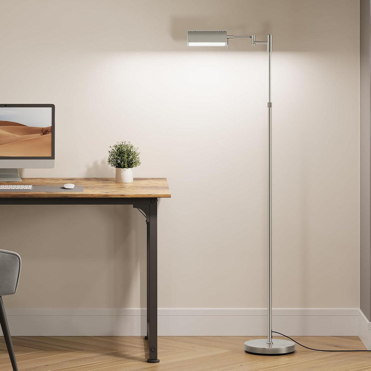 SUNMORY Dimmable LED Pharmacy Floor Lamp, 16W/1500LM Bright Reading Floor Lamp with Remote & Touch Control, 350°Swing Arm, Adjustable…