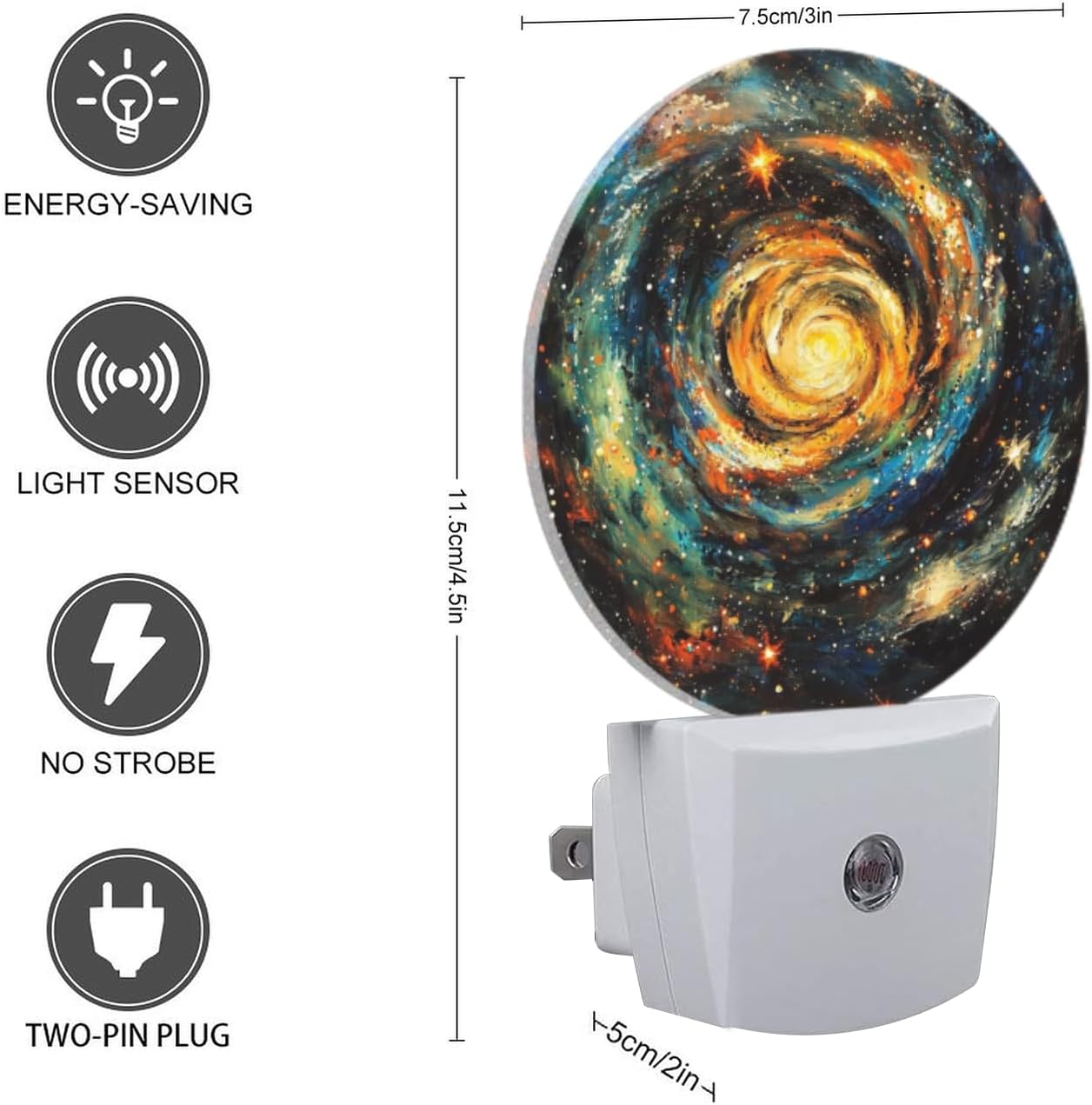 LED Night Lights Lamp with Dusk to Dawn Sensor, Orange-Blue Rotating Galaxies Night Light Plug Into Wall for Kids Room, Bedroom…