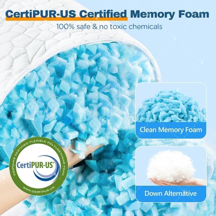 SUPA MODERN Cooling Pillow Standard Size 1 Pack, CertiPUR-US Shredded Memory Foam Pillows, Cool Bed Pillows for Hot Sleepers, Adjustable…