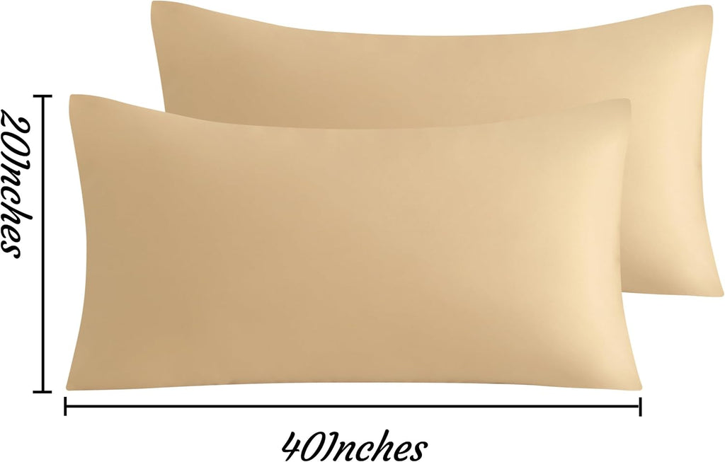 Ntbay King Pillow Cases Set of 2, 2 Pack Brushed Microfiber 20x40 Pillow Cases, Soft, Wrinkle, Fade, Stain Resistant Light Taupe Pillow Cas…