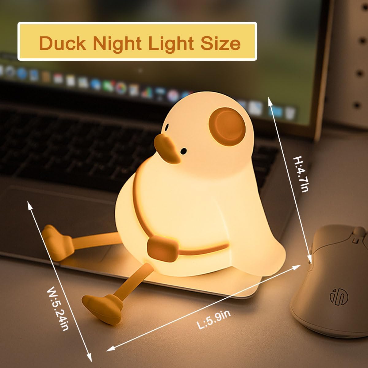 Duck Night Light for Kids 3 Levels Dimmable Silicone Animal Nursery Light, Adorable Rechargeable 30min Timmer Novelty Bedside Touch…