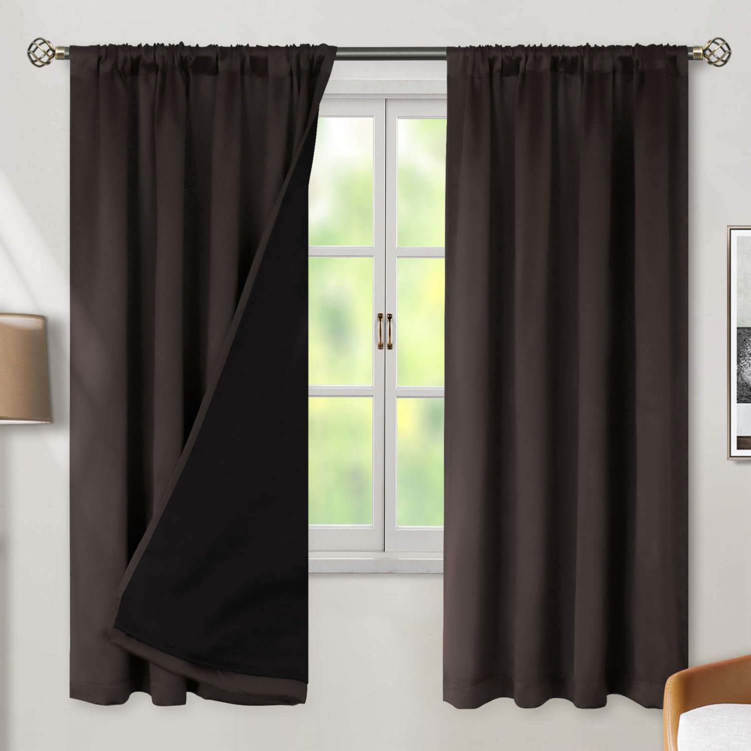 BGment Full Blackout Curtains 72 Inches Long with Insulated Lining Curtains, Light Blocking Soundproof Room Darkening Rod Pocket and Back…