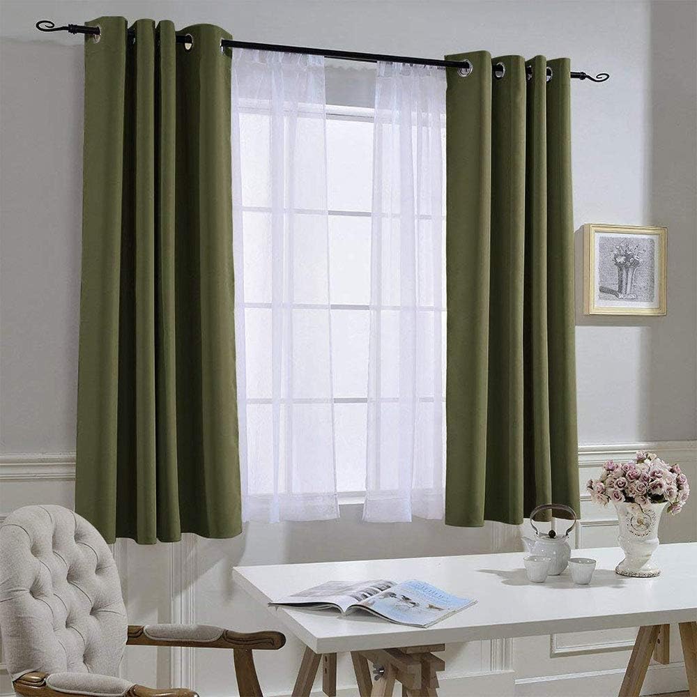 Nicetown Blackout Olive Green Curtains 63 inches Long, Functional Blackout Window Treatments Thermal Drapes Privacy Assured for Bedroom, 2…