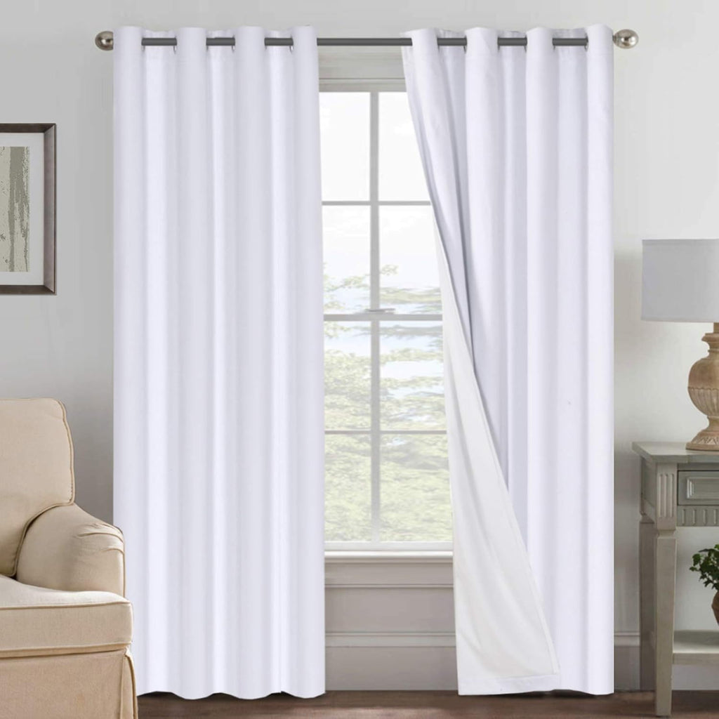 H.VERSAILTEX 108 inch Curtains, Linen Blackout Curtains 100% Absolutely Blackout, Thermal Insulated Textured Linen Look Curtain Draperies…