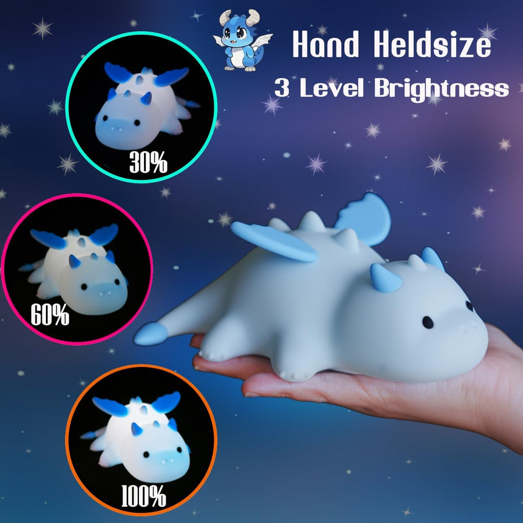 Dragon Night Light, Cute Baby Dragon Gifts, Soft Silicone Lamp with 3 Level Warm Light and RGB Changing, Breastfeeding Nursery Portable…