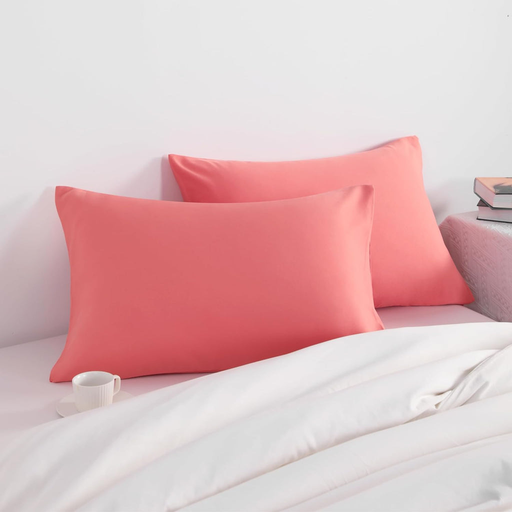 Ntbay Toddler Pillow Cases Set of 2, 2 Pack Brushed Microfiber 14x20 Pillow Cases, Soft, Wrinkle, Fade, Stain Resistant Coral Pink Pillow C…