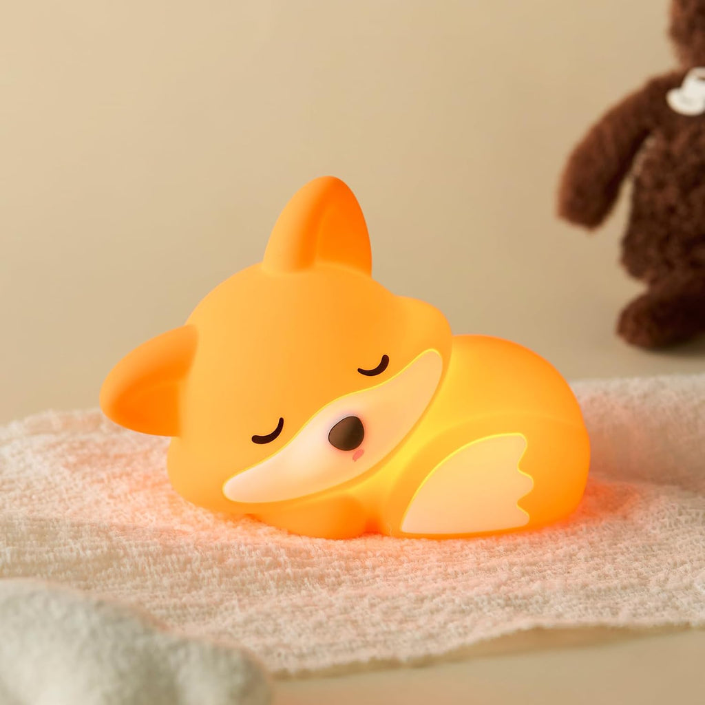 Atsuinightlight ATSUI Fox Night Light, LED Squishy Novelty Animal Lamp, Food Grade Silicone, 2 Level Dimmable, Nursery Nightlight for Desk…