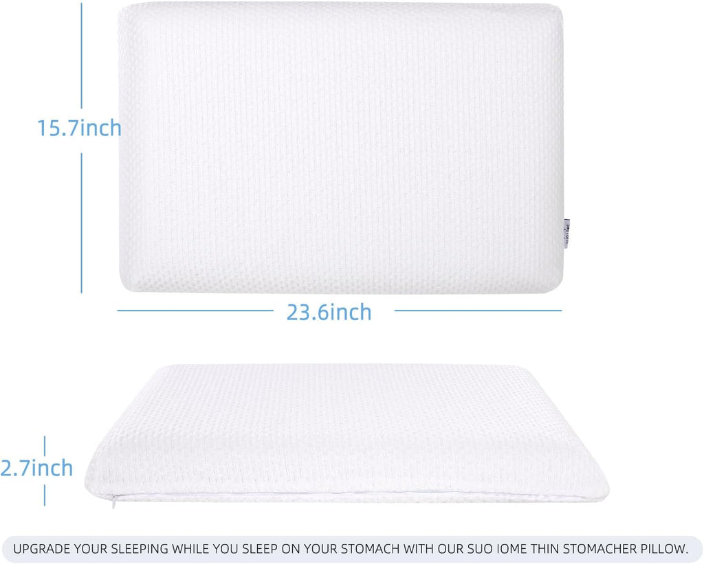 Suqiome SUQ I OME Sleeper - Cooling Gel Thin Flat Memory Foam Pillow for Bed Sleeping, Low Profile, Ultra Thin Flat Pillow for Stomach…