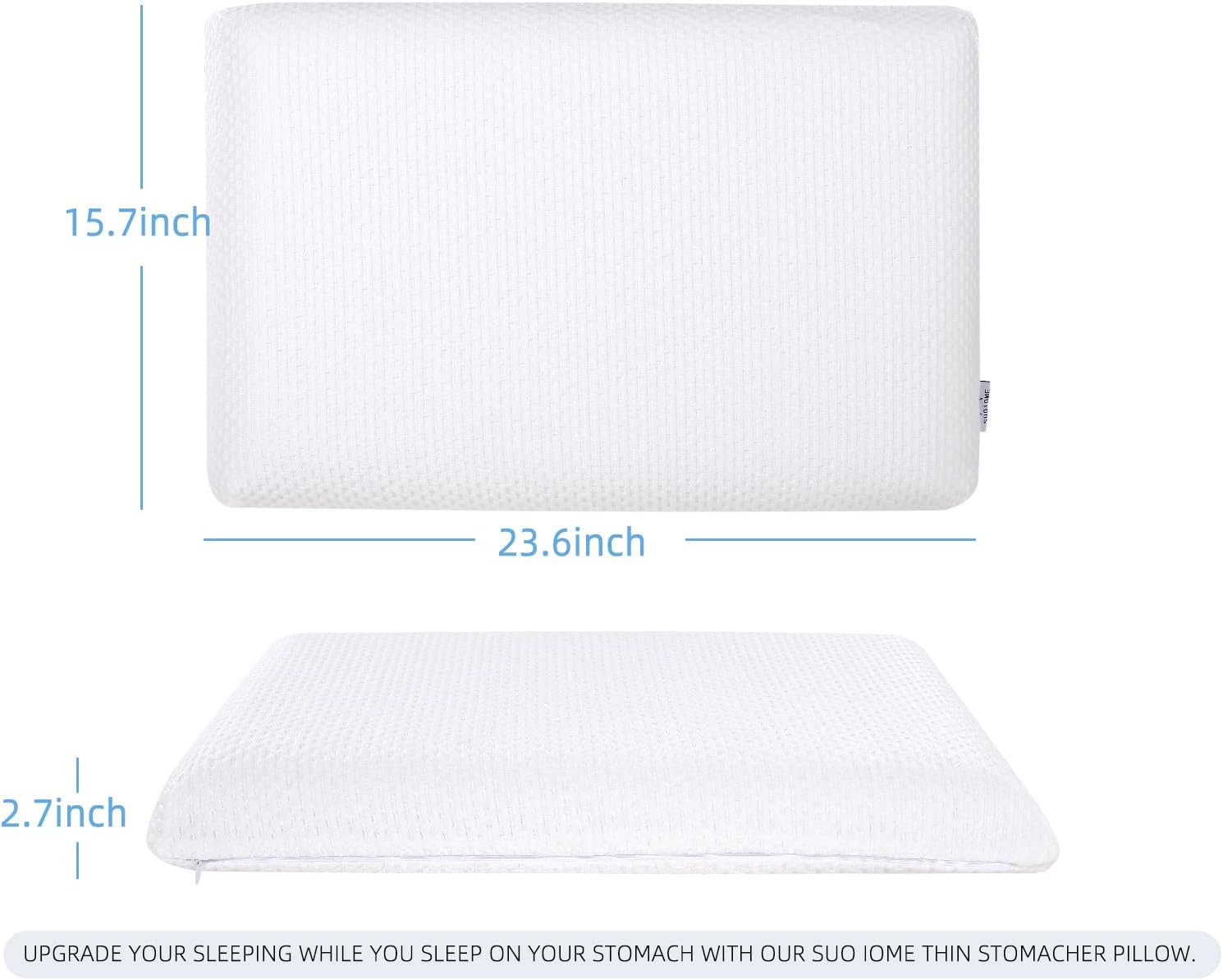 Suqiome SUQ I OME Sleeper - Cooling Gel Thin Flat Memory Foam Pillow for Bed Sleeping, Low Profile, Ultra Thin Flat Pillow for Stomach…