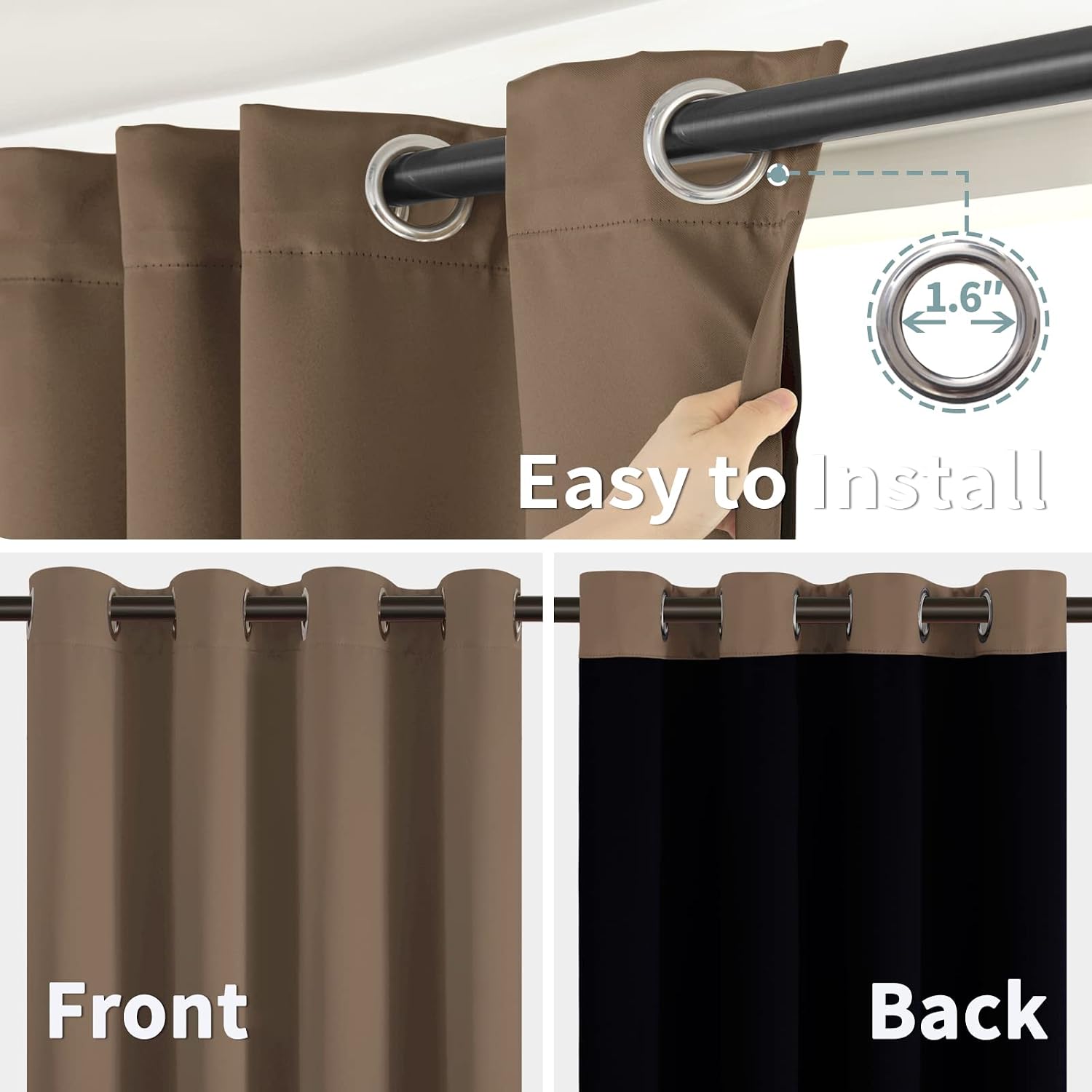 BGment Short 100% Blackout Curtains for Bedroom, Thermal Insulated Energy Efficiency Noise Reducing Grommet Curtains 54 Inch Length with Li…