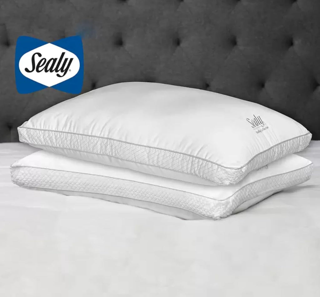 Sealy Sterling Collection Down Alternative Pillows 400 Thread Queen - 2 Pack 2 Pack White