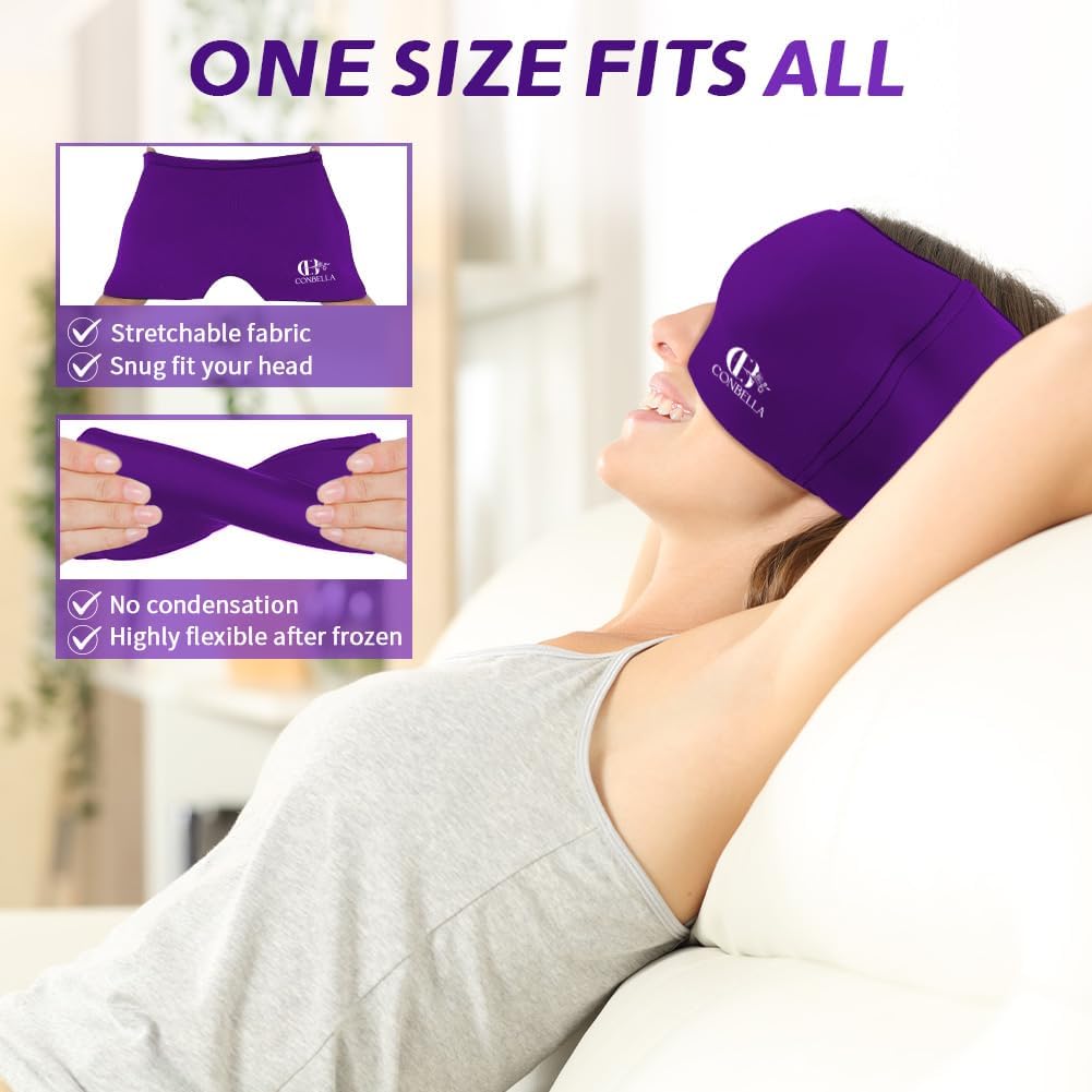 Conbella Migraine Relief Cap, Soothing Headache Ice Face Mask Products, Hot and Cold relaxation, Migraine Headache Relief Cap for…