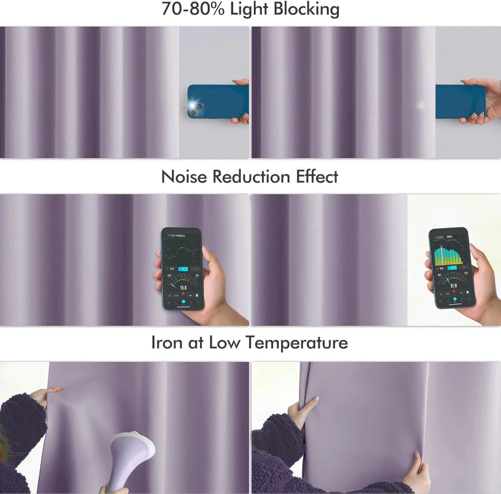 Miulee Lilac Back Tab Blackout Curtains 102 Inch Long 2 Panels Set for Bedroom, Rod Pocket/Pinch Pleated Thermal Insulated Living Room Dark…