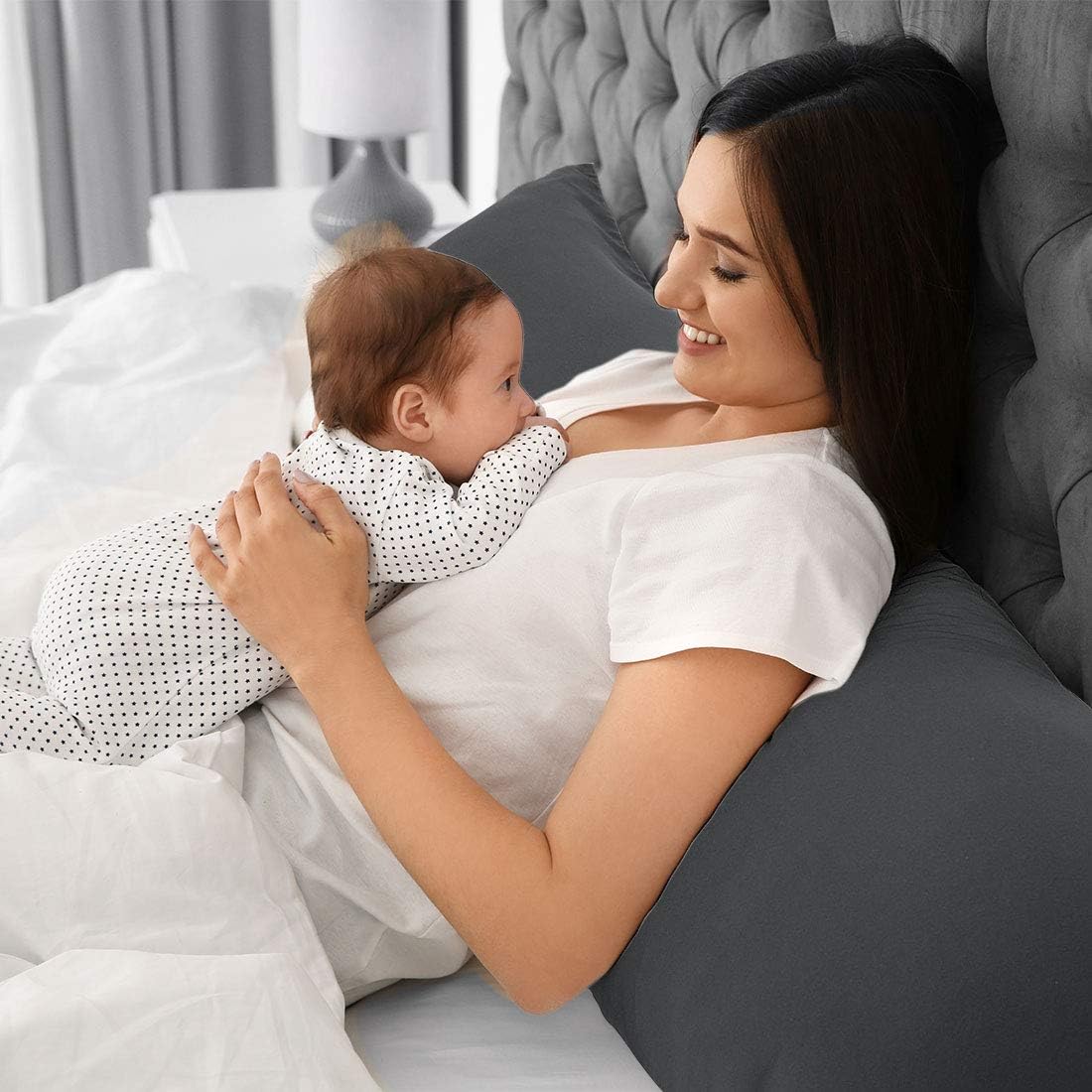 PiccoCasa Body Pillow Cover with Zipper Closure, 110 GSM Brushed Microfiber Pillowcase for 20"x54" Body Pillow, Grey cotton Grey