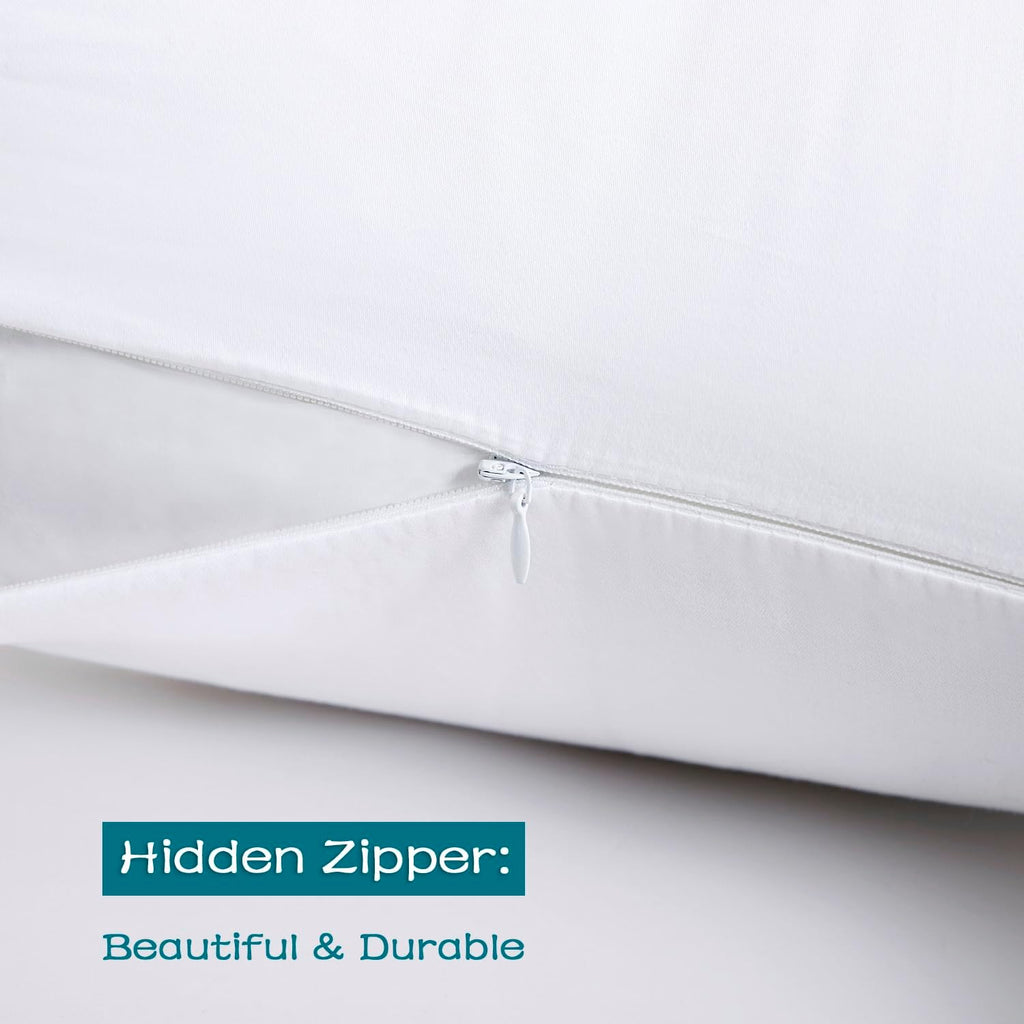 Losafefe 100% Cotton Zippered Pillow Cases King Size Set of 4, Super Soft & Breathable Pillow Protectors with Zipper, White Pillow Case Cov…